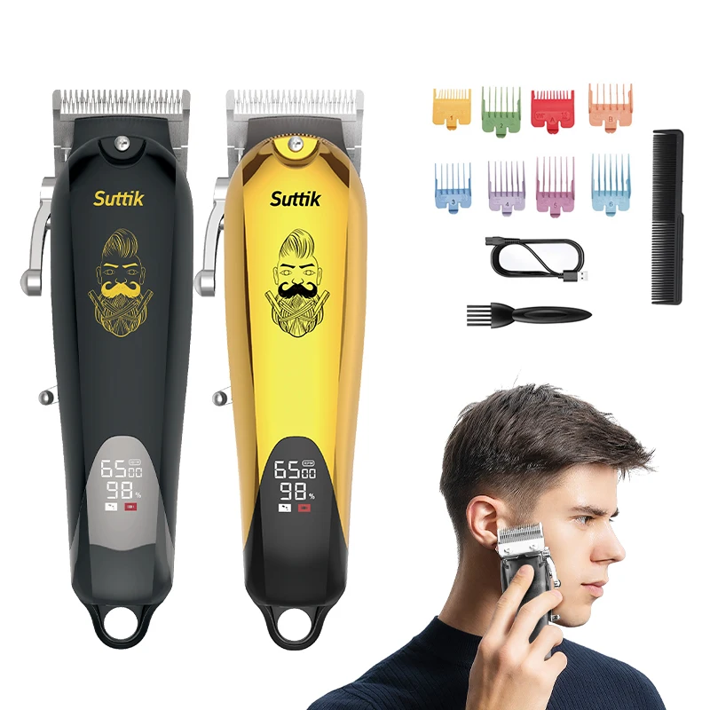 

RESUXI JM-107-cortadora de pelo profesional para hombre, mÃ¡quina de cortar el cabello recargable por USB con peine de 8 colores