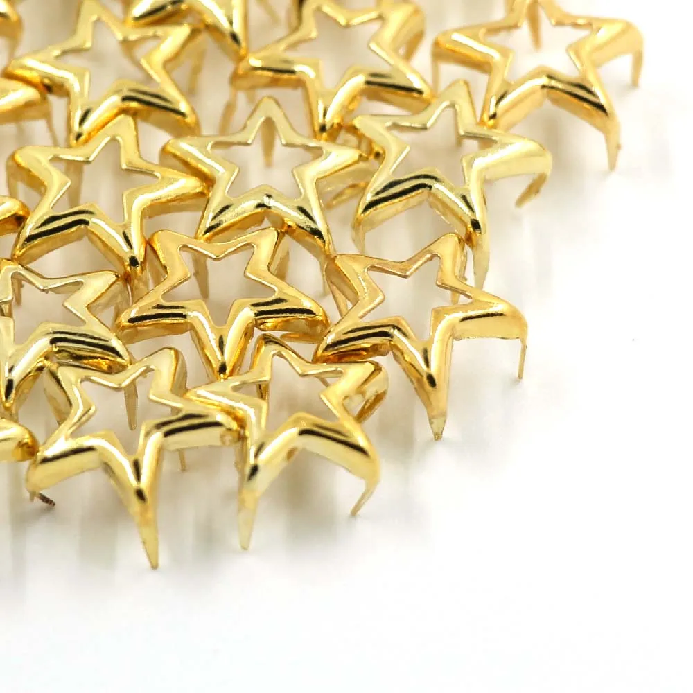 100 шт. золотые заклепки в форме звезды металлические полые шпильки для панковских