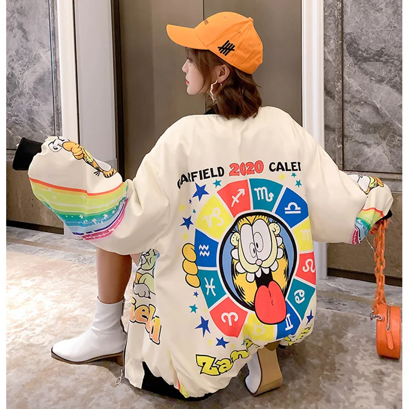 2019 осенние и зимние теплые куртки модные женские пальто с мультяшным принтом |