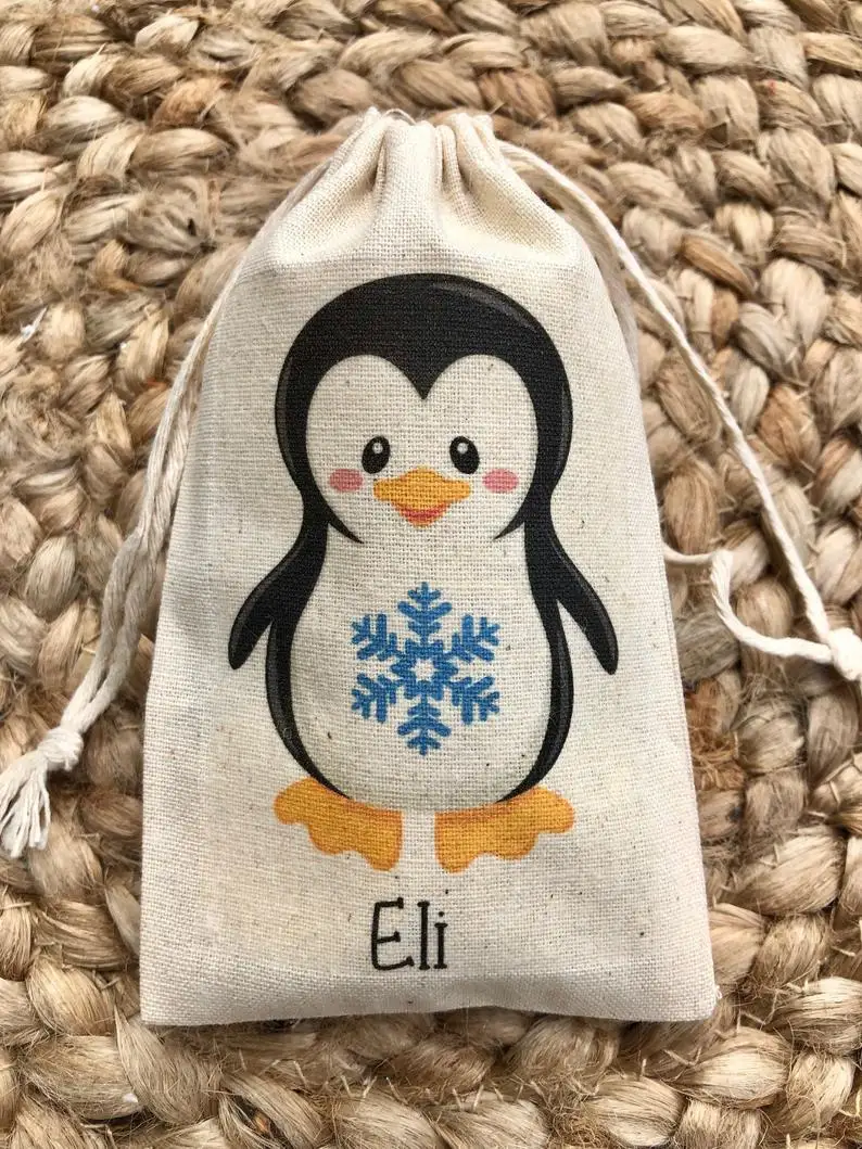5-teilige Pinguin-Süßigkeiten-Goodie-Schokoladen-Leckerli-Tasche mit Winterwunderland-Motiv für Mädchen, Jungen, Babyparty, Geburtstagsparty-Dekoration, Gastgeschenk – Detail 8