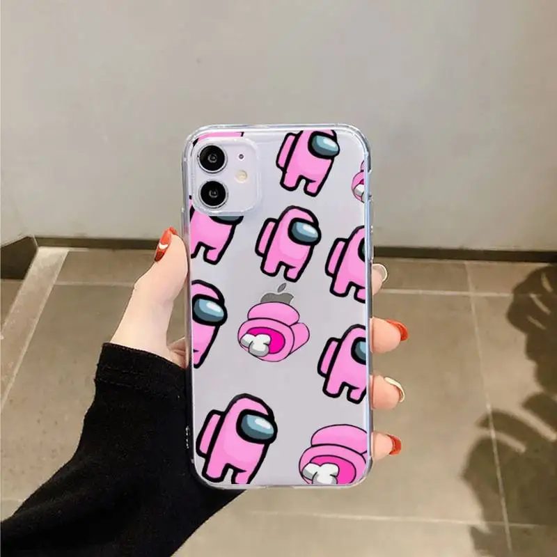 

among us game Phone Case Transparent for iPhone 11 12 mini pro XS MAX 8 7 6 6S Plus X 5S SE 2020 XR