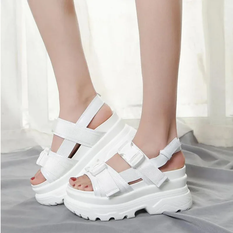 

High Heels Sandals Women Shoes 2022 New Summer Wedges Height Increasing 7CM Ladies Sandal Platform Chunky Shoes Sandalias Mujer