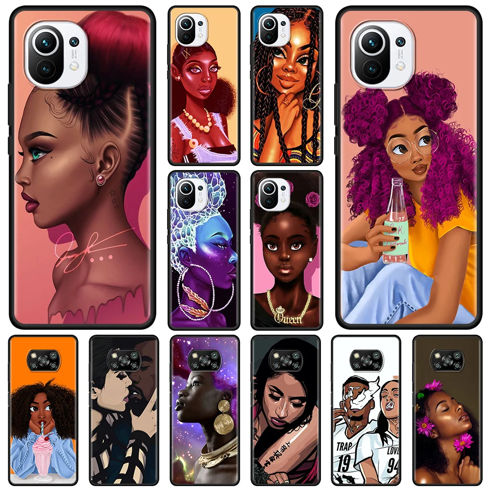 

Case For Xiaomi Poco X3 NFC M3 Pro M3 F3 GT for mi Civi 9T 10T 11T Pro 11 Lite Note 10 Pro Lite Cover Beauty African Girl