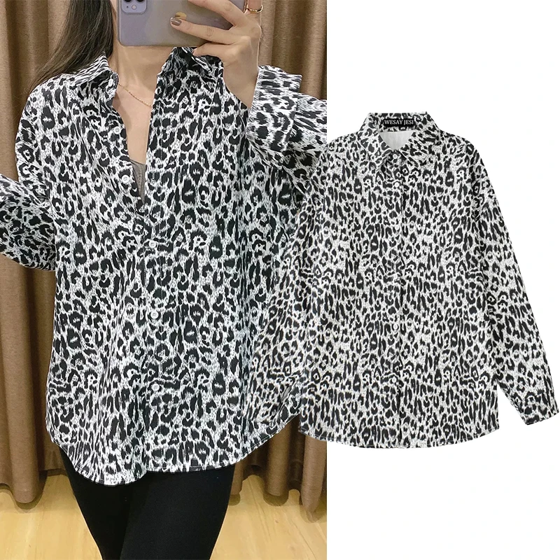 

WESAY JESI Za Blouse Women England Style Fashion Animal Pattern Print Ladies Long Sleeve Casual Shirts Chic Business Blusas Tops
