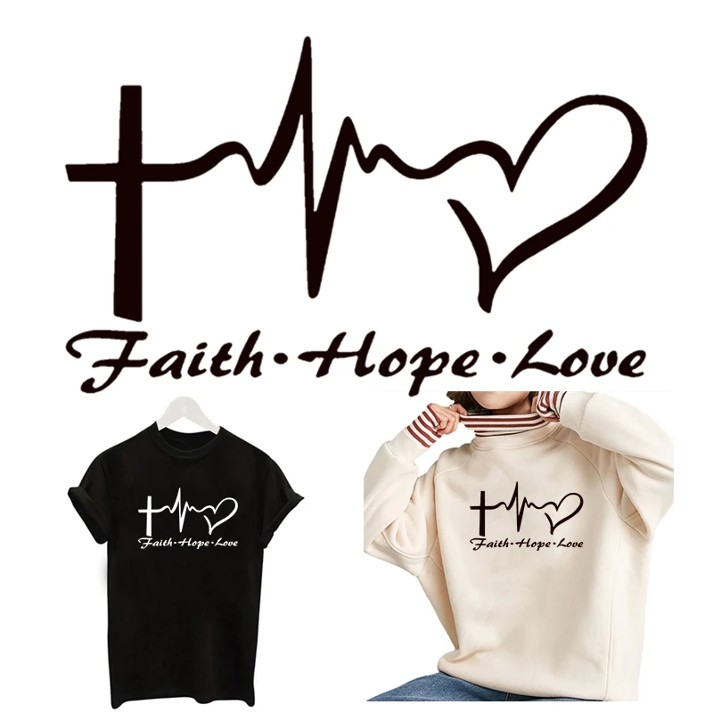 Нашивки с крестом христианским Иисусом надписью &quotfaith hope love&quot нашивка сделай