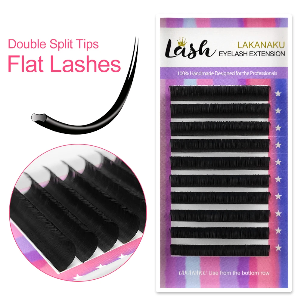 

New Matte Flat Lashes Extensions Soft Fake Individual Extension Mink 0.20 8-15mm Natural Light Eyelashes Ellipse Volume Lash