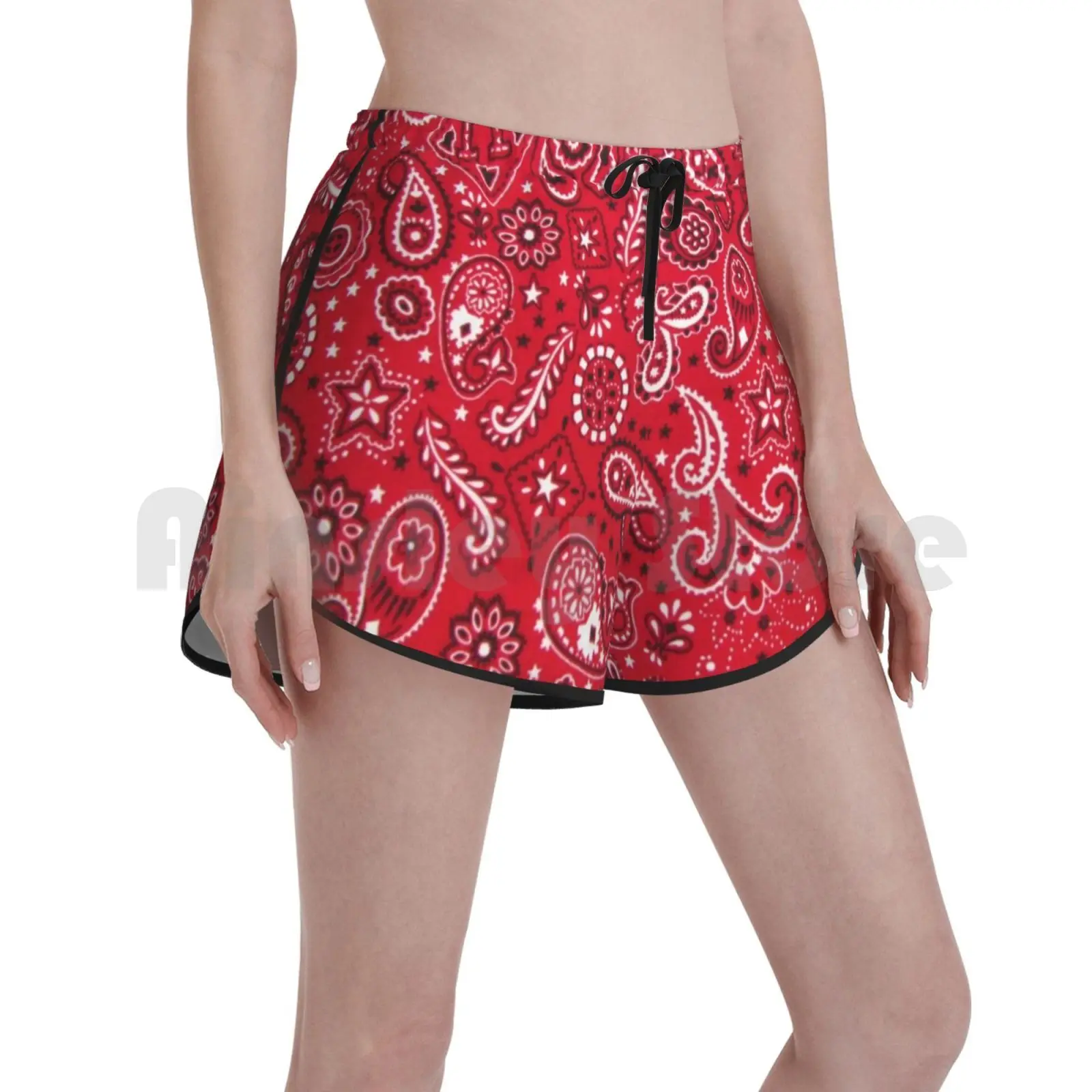 

Red Paisley Pattern Swim Shorts 327 Beach Shorts Cold Hygiene Flu Quarantine Work From Home Virtual