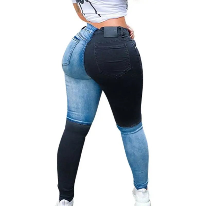 

Women's Ladies Patchwork Denim Pants Jeans Trousers Skinny Jeggings Leggings