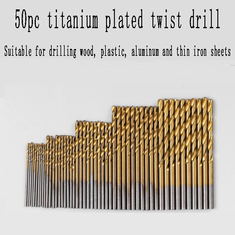 

50pcs Titanium Coated Drill Bits Set HSS Mini Extractor Drill Bit 1/1.5/2/2.5/3mm for Metal Wood Aluminum Drilling Tools