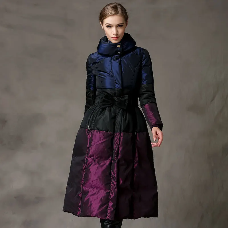 LANMREM Autumn And Winter New Products Fashion Color Matching High-end Slim Thick Long Down Jacket Women PB204