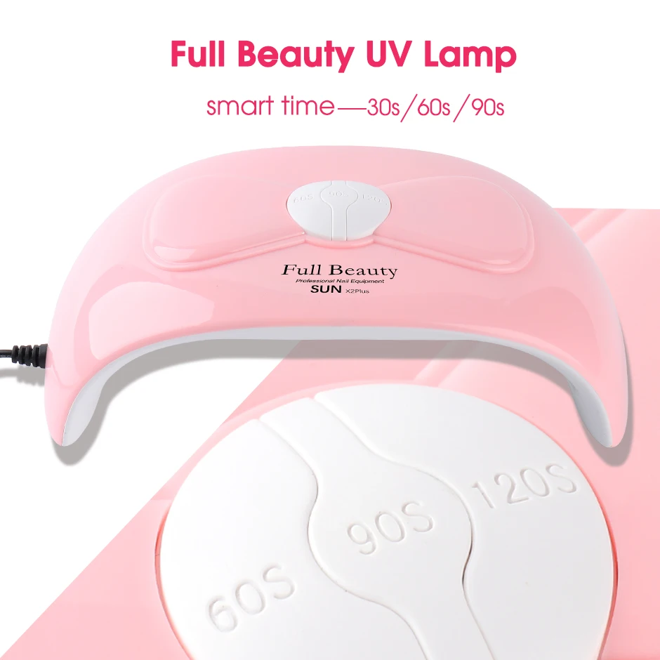 

36W UV LED Lamp for Manicure Nail Dryer Machine Pink Bow Lamp For Curing Nail Gel Polish 18leds Sunlight Nail Tools CHSUN X3Plus