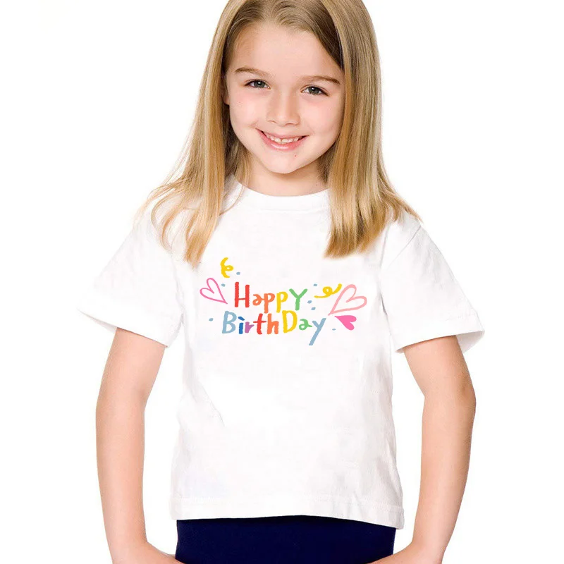 

Детские футболки, наряды на день рождения, Детская футболка, футболки для маленьких мальчиков и девочек, белая хлопковая футболка, Детские т...