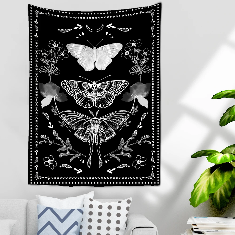 

Гобелен черный белый психоделический бабочка