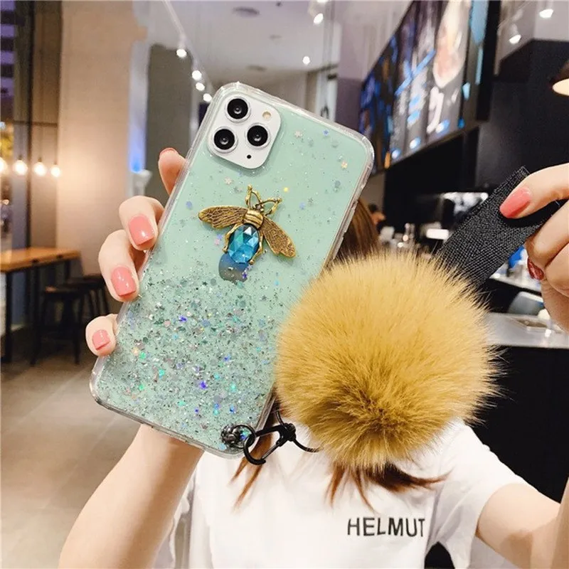 Роскошный 3D бриллиантовый пчелиный Блестящий Мягкий чехол для телефона Samsung Galaxy