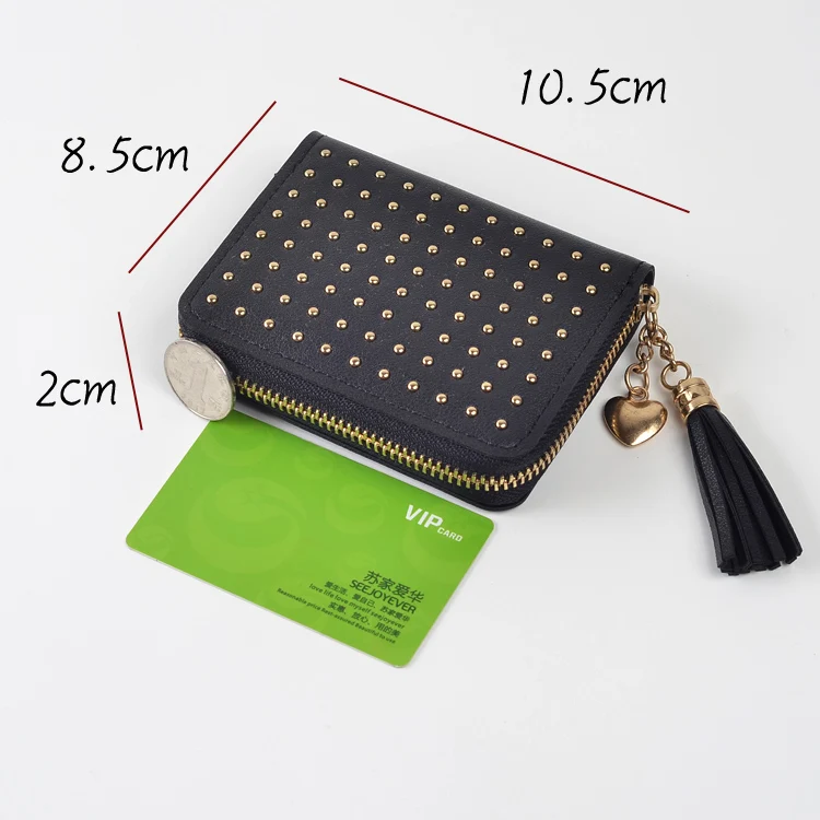 Женские кошельки с золотыми заклепками женские сумки на молнии портмоне клатч