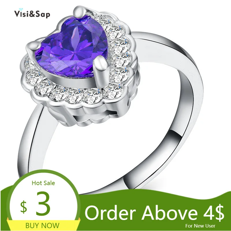 Женское кольцо с цирконием Visisap в Корейском стиле белое золото милые женские