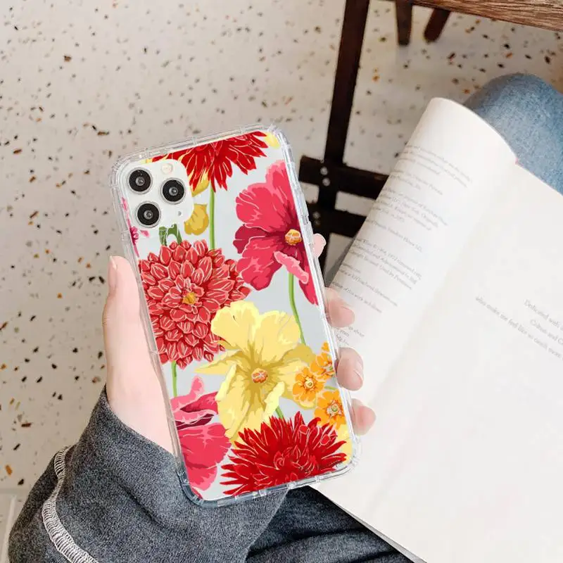 

Vintage flower rose Phone Case Transparent soft For iphone 5 5s 5c se 6 6s 7 8 11 12 plus mini x xs xr pro max