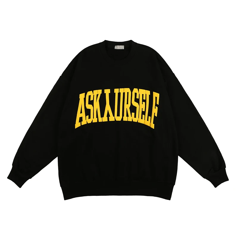 

Askyurself Letter Foam Crew Neck Sweatshirts for Men and Women Stranger Things Oversize Streetwear Hoodies Loose Harajuku Hoody