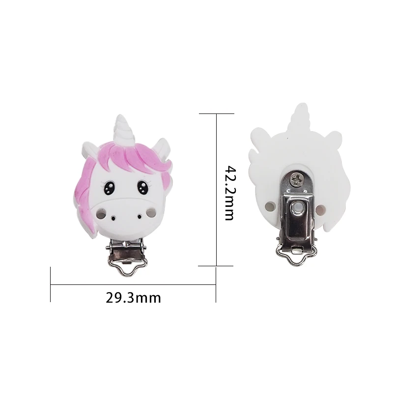 Chenkai 10PCS BPA Free DIY Silicone Unicorn Teether Clip Baby Animal Pacifier Dummy Nursing Soother Sensory Toy Gift Accessories