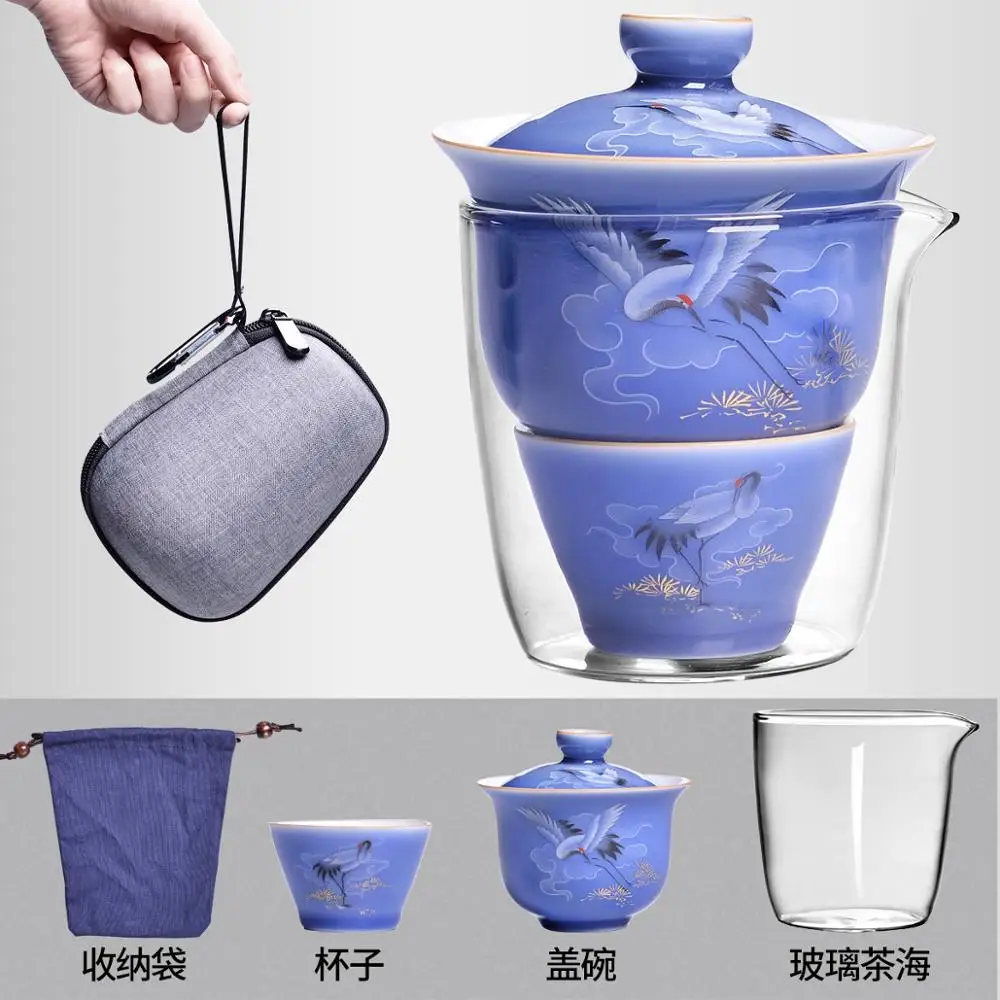old style Синий и белый фарфор Gaiwan чай, гайвань комплект древней китайской глазурь Цзиндэчжэнь Чай набор чайная чашка для различных Чай - Цвет: old style