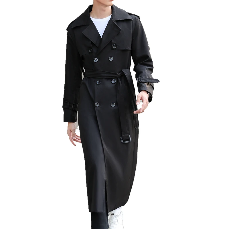 Новинка мужской очень длинный тренчкот в английском стиле двубортный большого