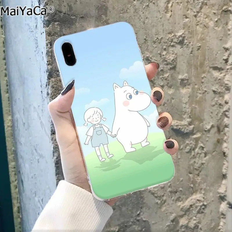 MaiYaCa Бегемот Муми-Тролль милый мультфильм животных черный чехол для телефона чехол для Apple iphone 11 pro 8 7 66S Plus X XS MAX 5S SE XR