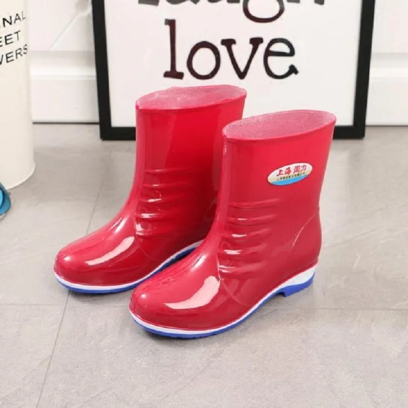 Женские нескользящие резиновые ботинки Ms. демисезонные с рукавами Короткие