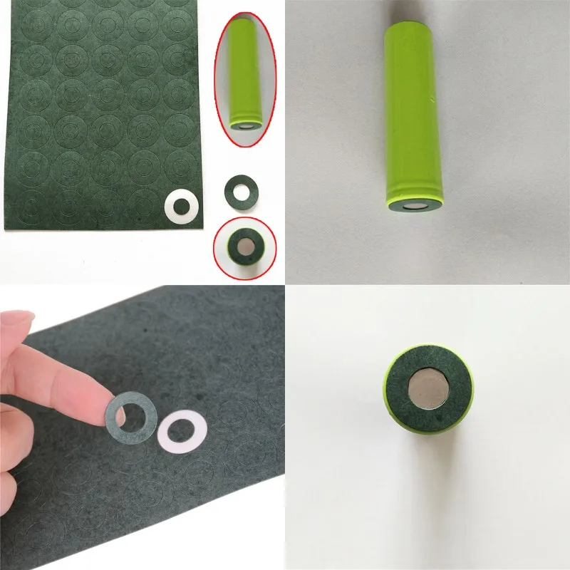 

100pcs/sheet Insulated Green Shell Paper 1S 18650 Li-ion Paper Battery Pack Cell Insulating Glue Patch Electrode Insulated Pads