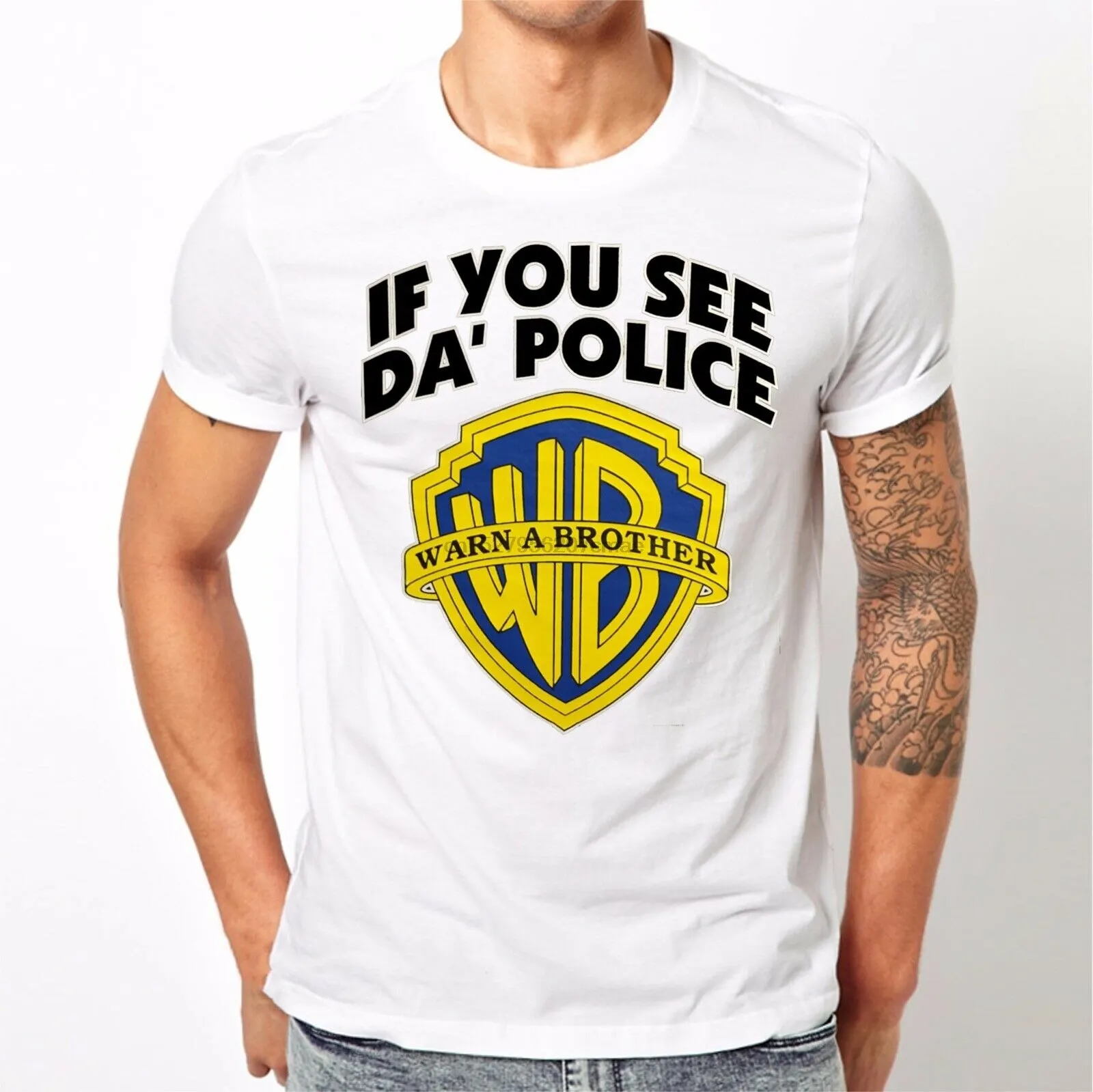 Футболка унисекс с надписью If You See Da Police Warn A Brother |