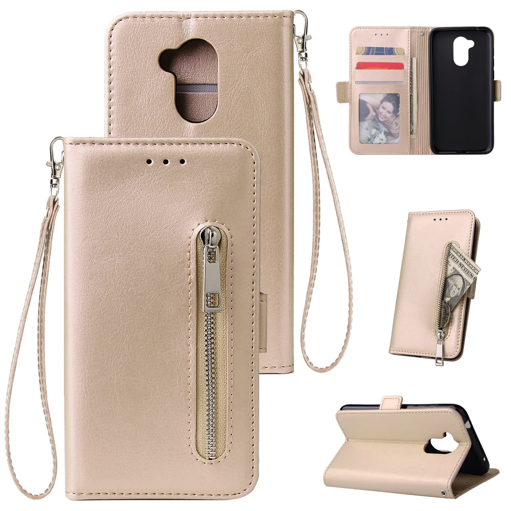 Модный кожаный чехол-кошелек на молнии для Huawei Honor 6A чехол-подставка с