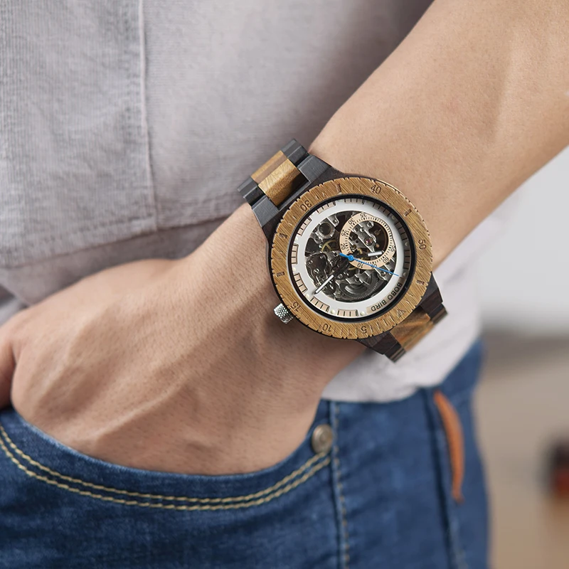 BOBO BIRD автоматические часы для мужчин reloj hombre деревянные наручные часы механические часы Relogio Masculino супер большой размер в деревянной коробке