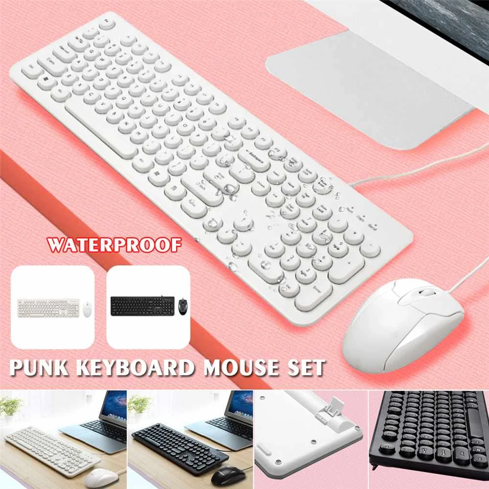 

104 Keys Wireless Keyboard Mouse Set Multi System Compatible Wireless Office Suit Punk Mechanical Feeling Keyboard Waterproof
