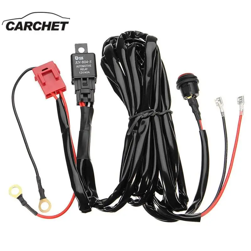 CARCHET 12V Светодиодный свет проводки жгут Комплект реле Вкл/Выкл переключатель для