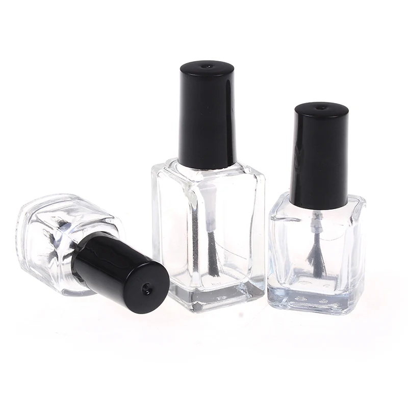 

1pcs Transparent Glass 5ml/10ml/15ml Empty With Lid Brush Cosmetic Containers Nail Glass Bottles Nail Polish Bottle With Brush