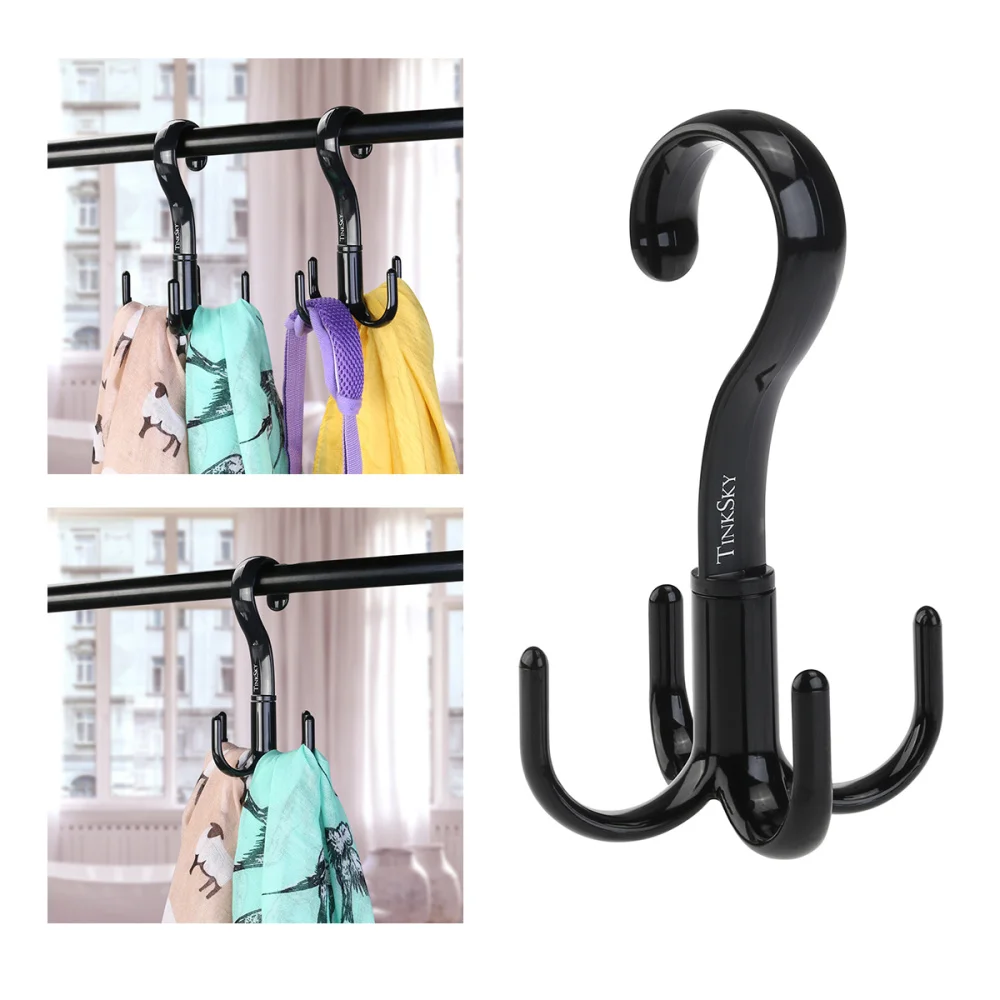 

TINKSKY 3pcs 360 Degree Rotating Four Claw Twirl Tie Rack Necktie Belt Scarf Hanger Organizer Holder Hook Closet Organizer