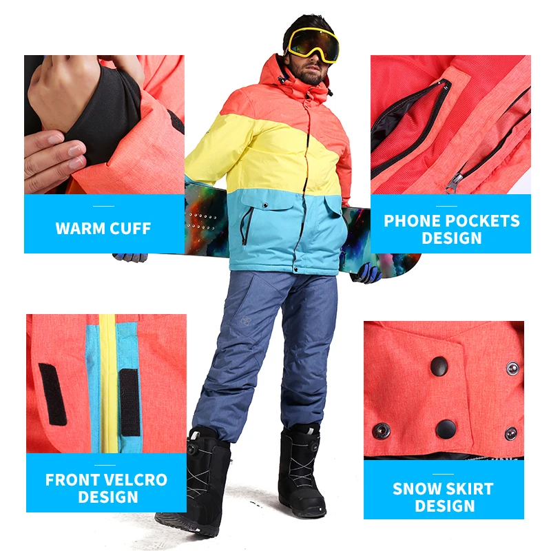 Мужской лыжный костюм SAENSHING водонепроницаемая теплая куртка для сноуборда и