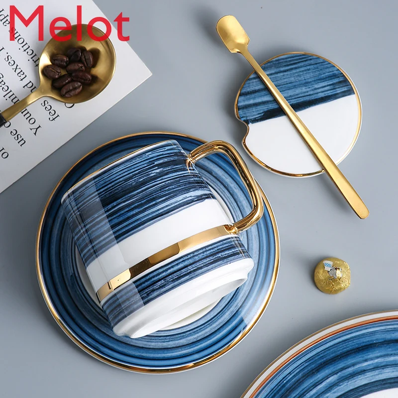 

Mug Cup with Cover Spoon Creative Personality Trend Ceramic Cup High-end Coffee Cup Simple Drinking Cup Female Couple Cup