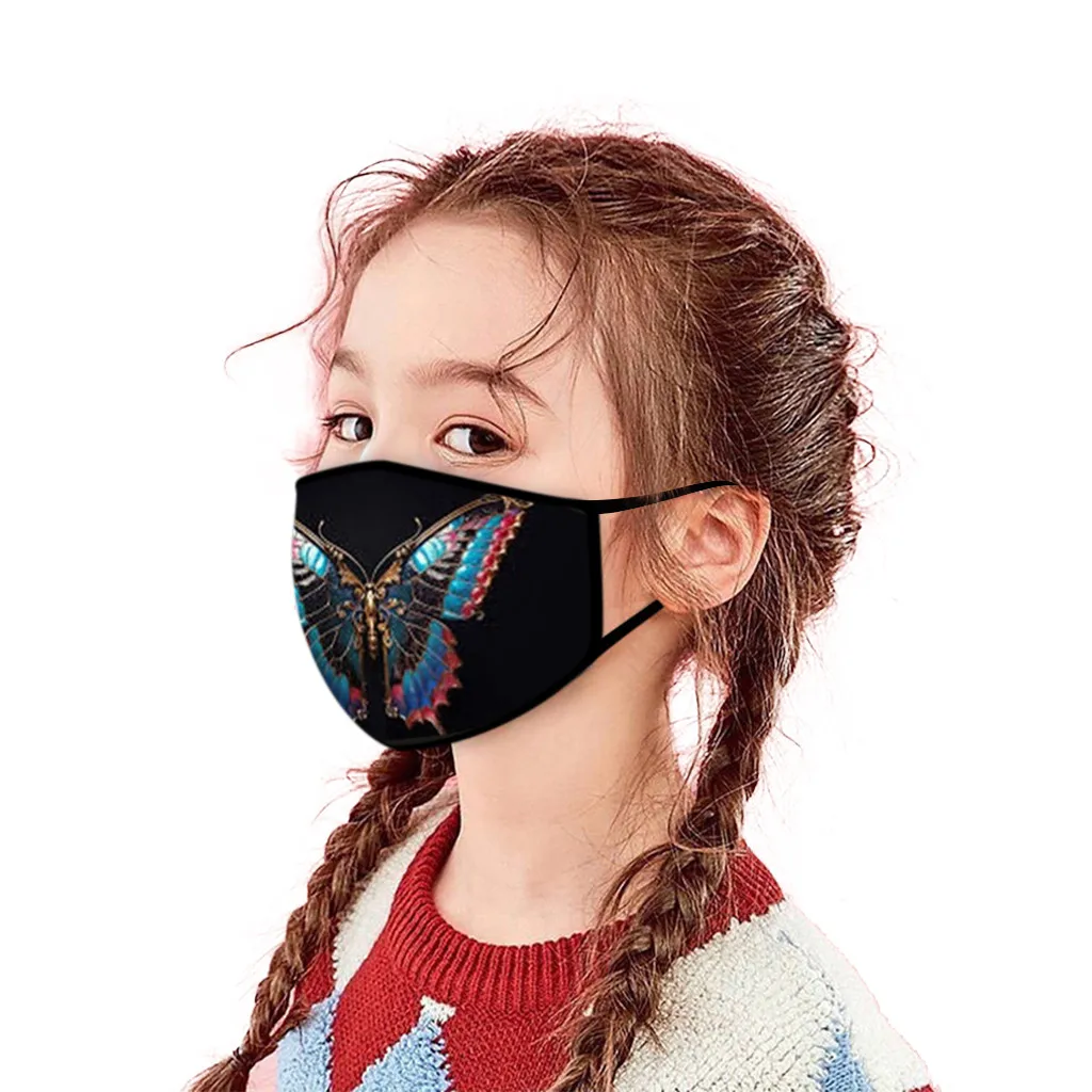 Модные маски для рта Регулируемые моющиеся детские бабочки Детские с