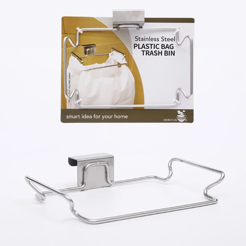 

High Quality Stainless Steel Kitchen Hanger Storage Rack Cabinet Door Trash Organizer Rack Cupboard Door Back Garbage Bags Rack