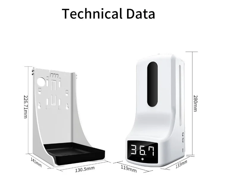 

K9 PRO/K9/K9 PRO PLUS Soap Dispenser With Wall Mounted Thermometer Automatic Temperature Measurement With Alarm