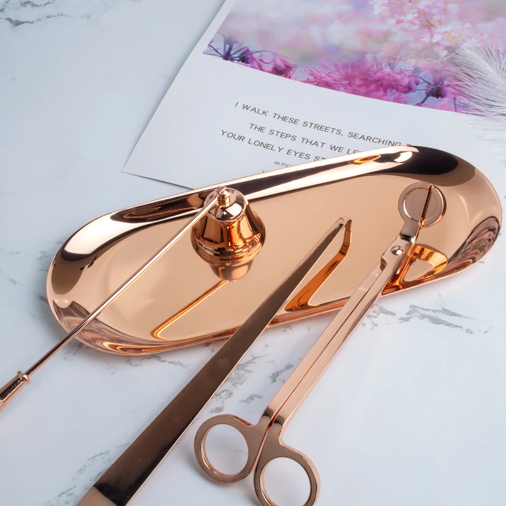 

Триммер для фитилей набор уютных свечей металлический резак Роскошные инструменты Золотой лоток ароматические свечи из соевого воска