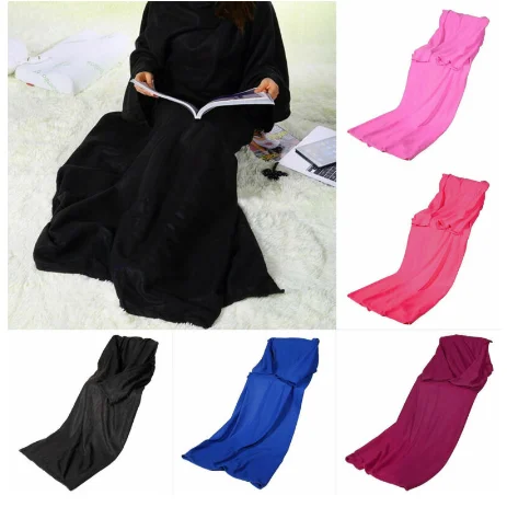 Women Men Warm Soft Coral Fleece Cuddle Snuggle Blanket with sleeves family winter warm wool blanket robe shawl with sleeves