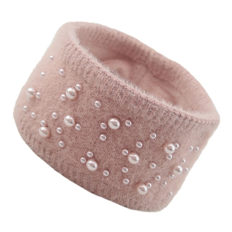 

Winter Warm Knitted Headband Pearl Hairbands Wool Turban Women Elastic Hairbands Crochet Headwrap Fashion Girls Hair Accessories