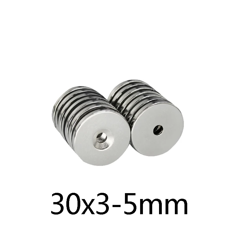 

2~100PCS 30x3-5mm Strong Rare Earth Neodymium Magnets 30*3 mm Hole 5mm N35 NdFeB Countersunk Powerful Magnetic Magnet 30*3-5mm