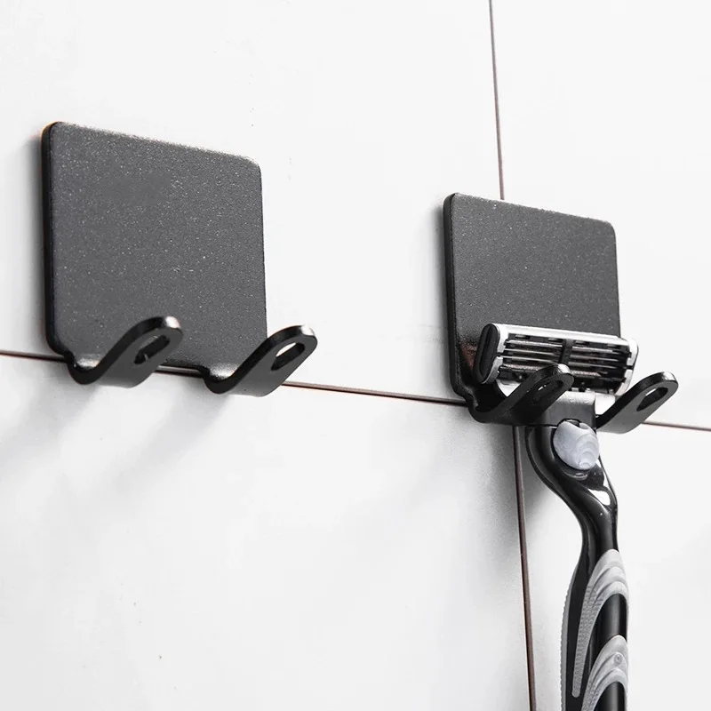 

2 Pcs Punch Free Razor Holder Storage Hook Wall Men Shaving Shaver Shelf Bathroom Razor Rack Wall Bathroom Accessories