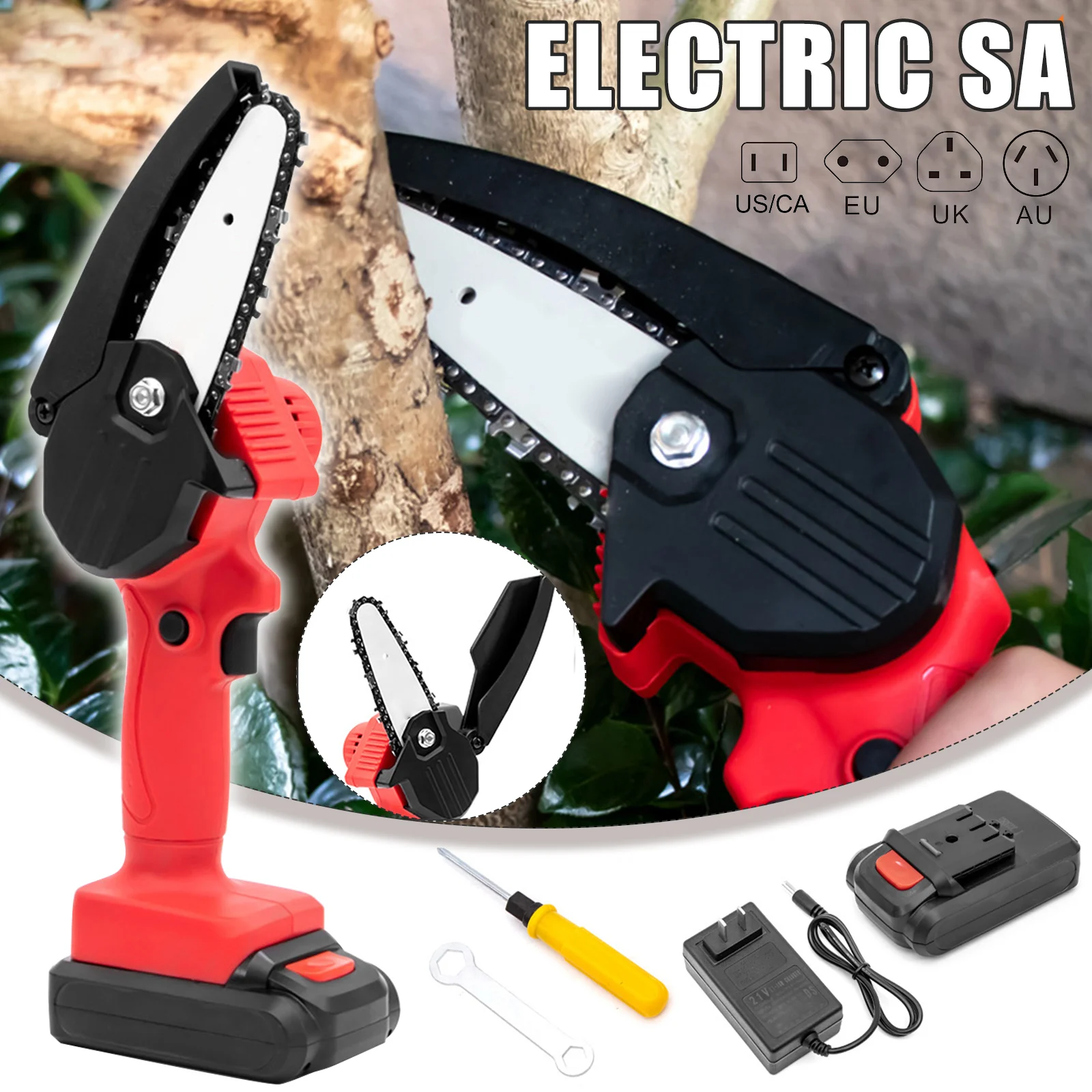 

Rechargeable Cordless Mini Electric Chain Saw Woodworking Saw One-Handed Electric Saw Garden Logging BV789