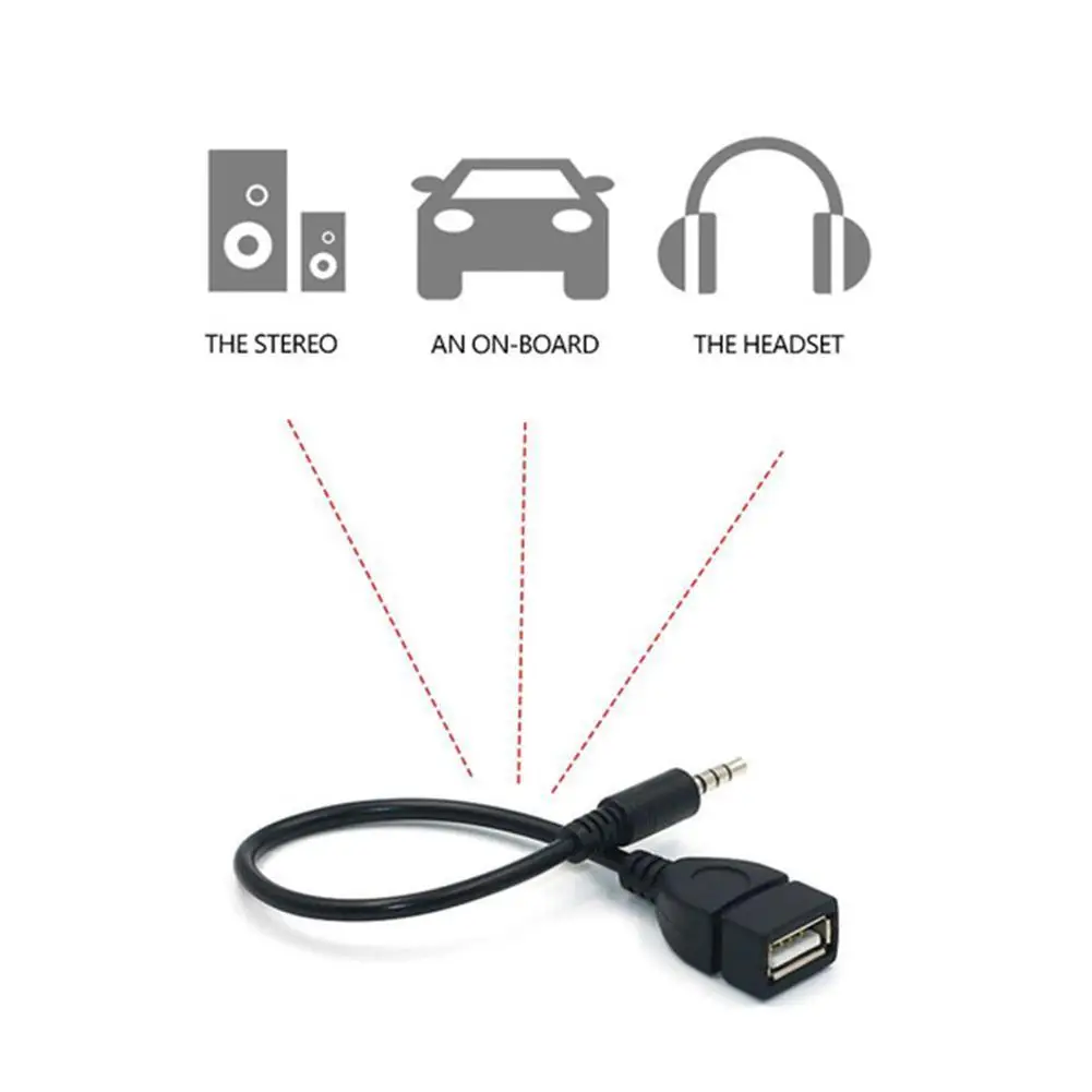 Аудиокабель со штекером AUX на USB 3 5 Type-A 2 0 мм адаптер конвертера OTG кабель для