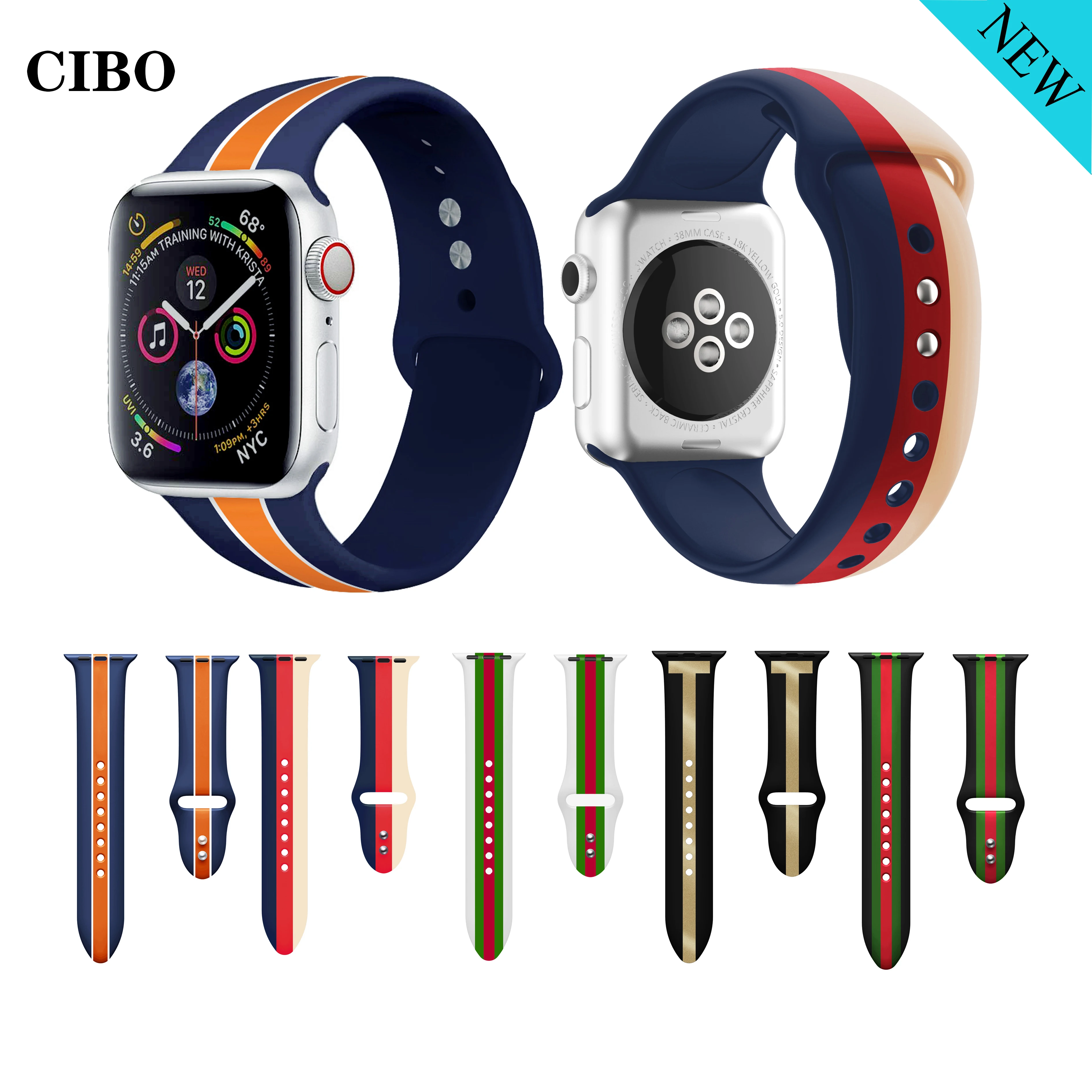Спортивный силиконовый ремешок для Apple Watch Band 4/2/1 цветной сменный браслет на