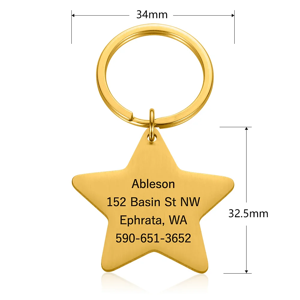 personalized dog tags engraved cat puppy pet id name phone number collar tag pendant pet accessories pentagram dog tag free global shipping