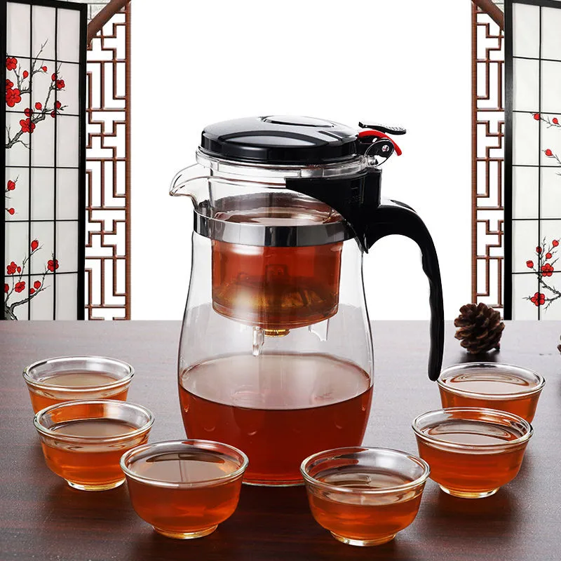 Heat Resistant Glass Tea Infuser Pot Chinese Kung Fu Set Puer Kettle Coffee Maker Convenient Office Sets | Дом и сад